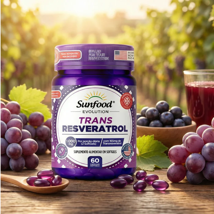 Trans-Resveratrol Sunfood 1000mg 60SoftGels - Imagem 3