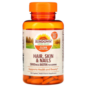 Cabelo, Pele e Unhas (Hair, skin & nails), com Biotina, 5000mcg, 120 Cápsulas, Sundown