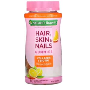 Hair Skin and Nails, Cabelo, pele e unha, Colágeno 100mg e Biotina,  80 Gomas, Nature's Bounty
