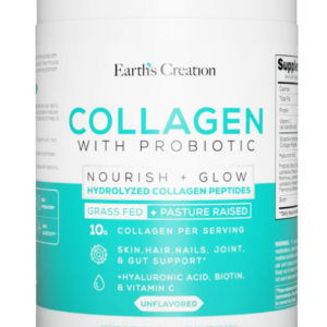 Peptídeos de colágeno hidrolisado com probióticos, Sem Sabor, 275g, Earth's creation