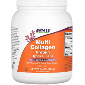 Proteína Multicolágeno, Tipo I, II e III, Sem sabor, 454g, Now